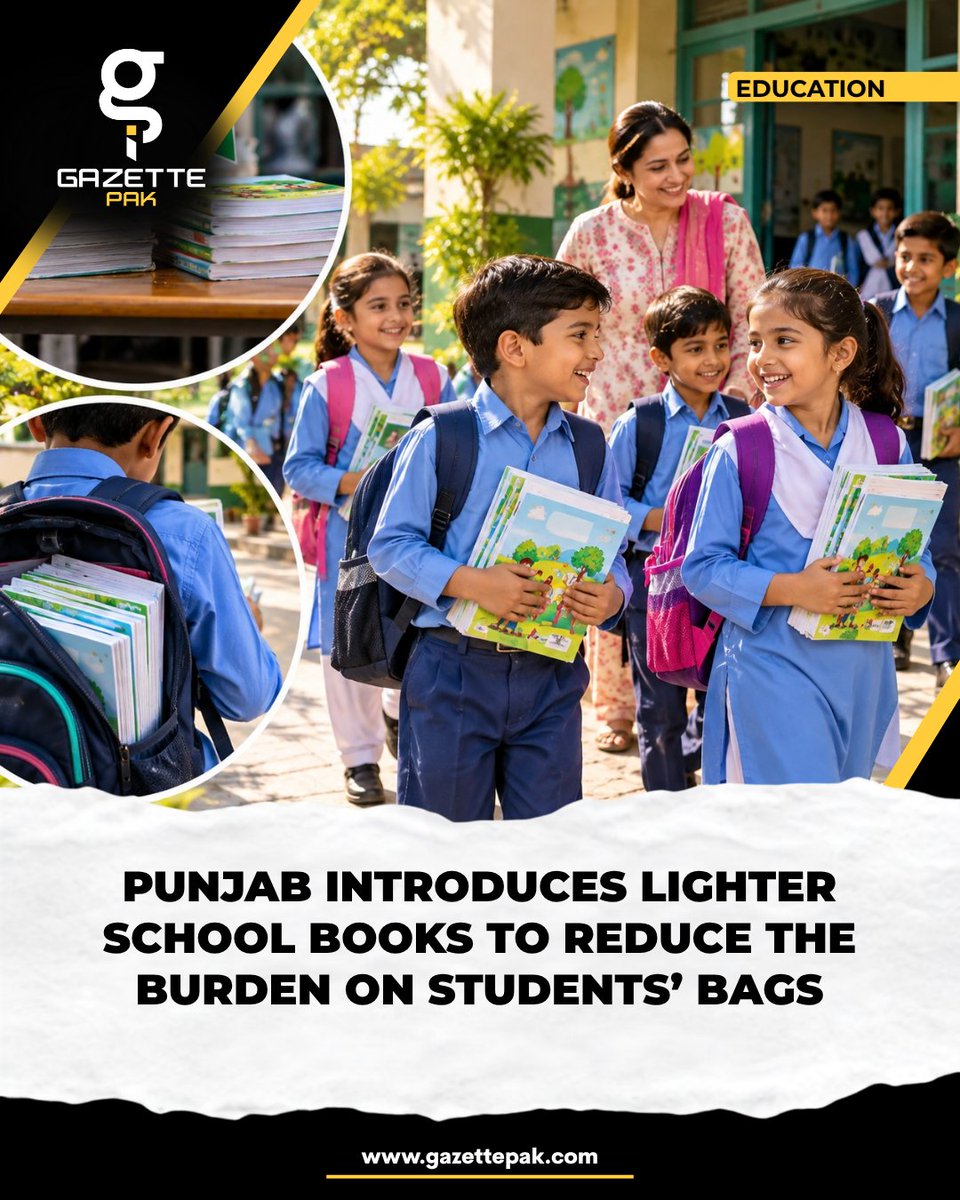 GazettePak's tweet photo. Punjab is moving towards lighter textbooks and QR-based digital learning material for school students. The idea is to reduce the weight children carry in their school bags while giving them access to additional learning material through digital resources.

AI-generated visual https://t.co/Zhf4UJDzOp
