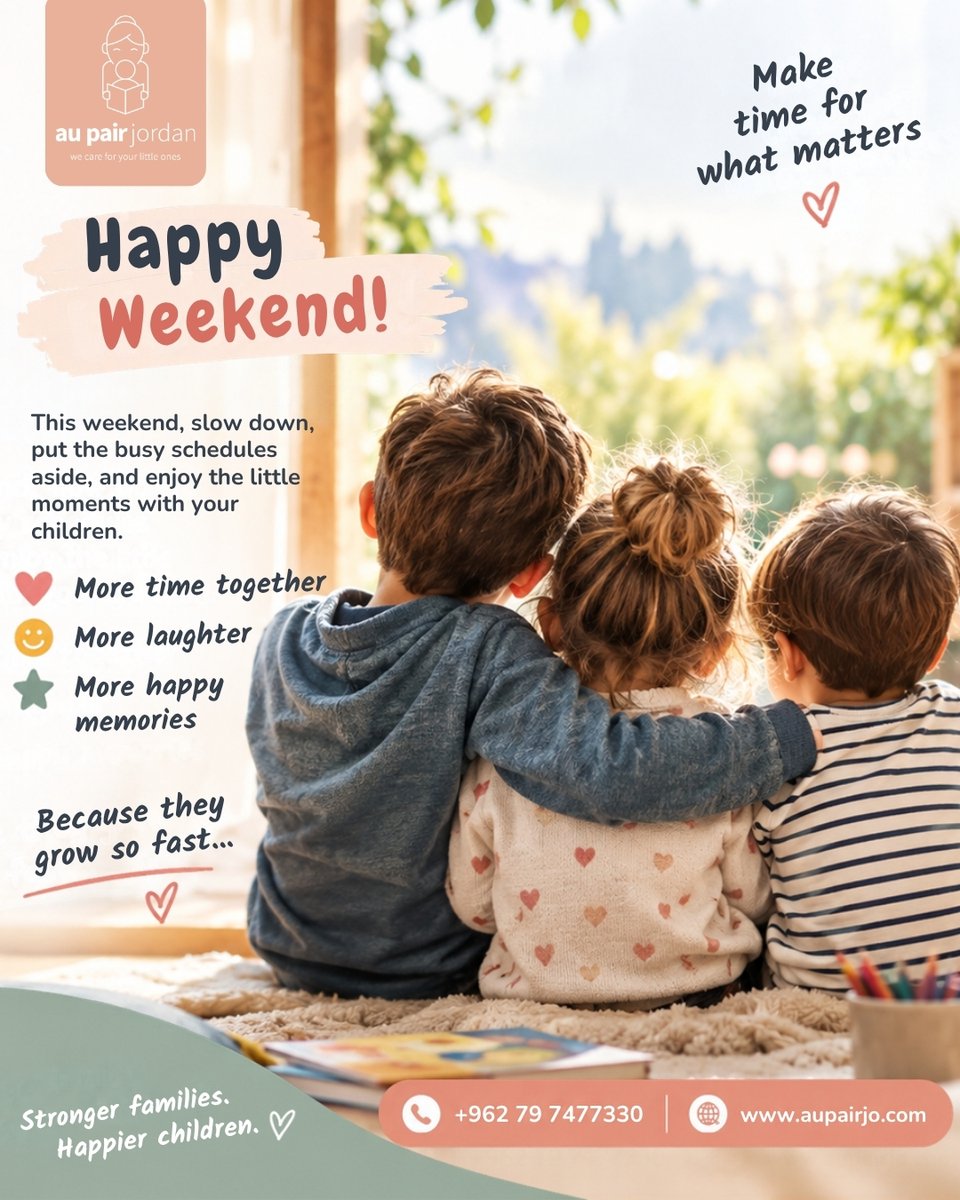 aupairjordan's tweet photo. ❤️ More time together. 
😊 More laughter. 
✨ More memories.

This weekend, make time for what matters. 🌿
#AuPairJordan #FamilyTime https://t.co/aOuPU7wvkY