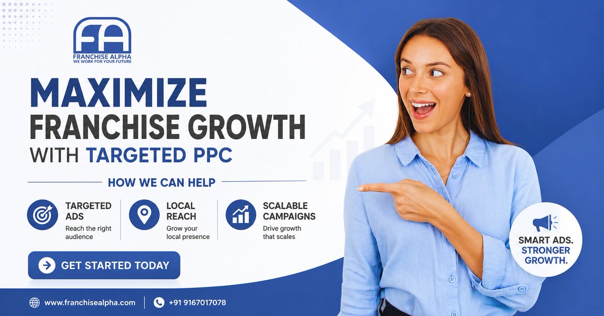 FranchiseAlpha's tweet photo. 🎯 Want more high-intent customers for your franchise? Franchise Alpha builds PPC strategies with smart targeting, local campaigns & budget structures to drive leads without wasting ad spend.
📞 9167017078 | https://t.co/Efwp7RzfgN
#FranchisePPC #PPC #FranchiseAlpha https://t.co/SrEhqGcAC0