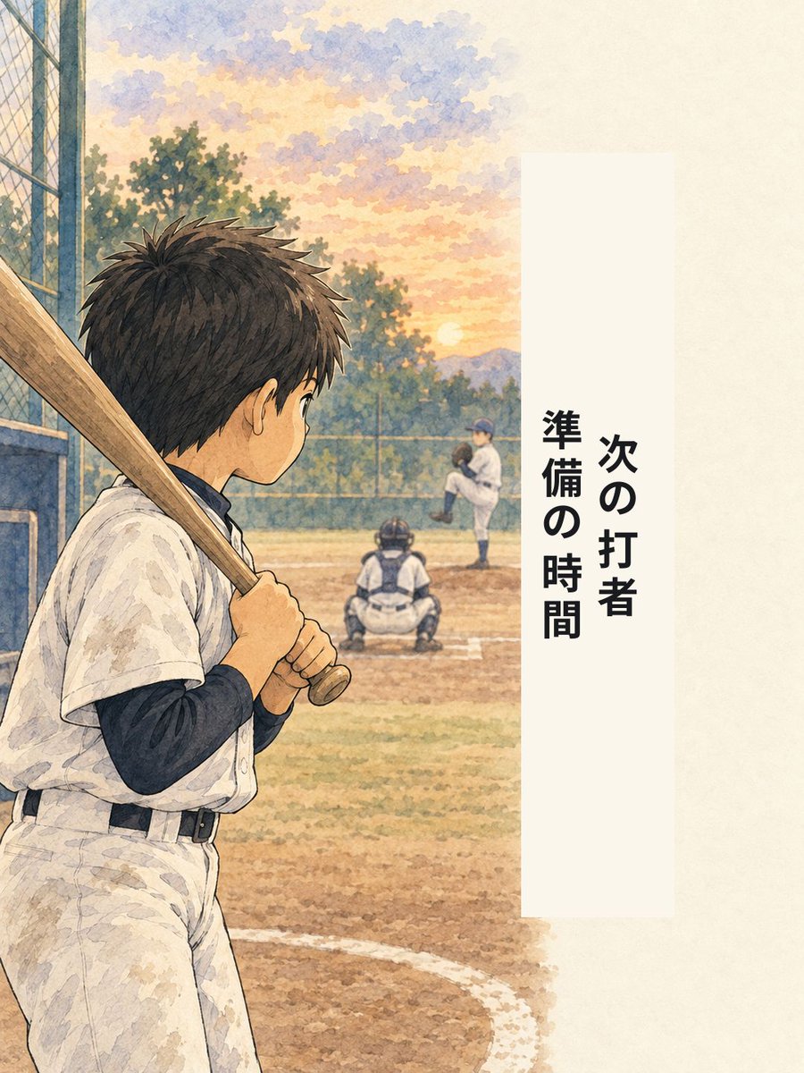 yakyulog_ja's tweet photo. ネクストで相手投手の投球を見てから打席へ。投手の手元やボールの出どころなど、打席前にどこを見るか決めておく場面を描きました。試合の記録はApp Storeで「野球ログ」を検索。

#少年野球 #野球 https://t.co/Sf2s4K8qI0