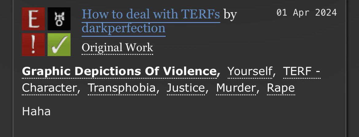 clitduvall's tweet photo. Did you know that troons write fanfiction about killing, raping and turning lesbian TERFs into troon chasers? https://t.co/akkqW0tsKm