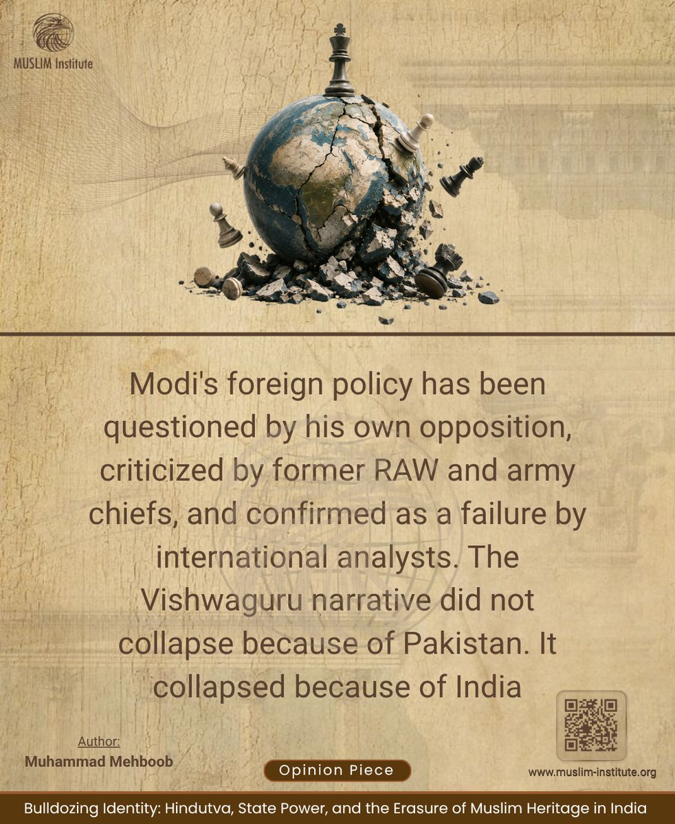 MUSLIMInstitut's tweet photo. Bulldozing Identity: Hindutva, State Power, and the Erasure of Muslim Heritage in India.

Author:
Muhammad Mehboob

Opinion Piece Link:
https://t.co/tSfJyb6uBe

#MUSLIMInstitute
#Pakistan #India #InternationalRelations #MuslimHeritage https://t.co/AQ118BqFr3