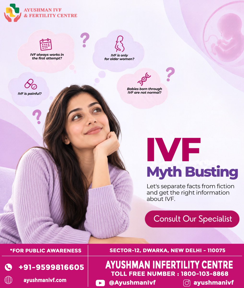 Ayushmanivf's tweet photo. There are many questions and misconceptions about IVF. Is it only for older women? Does IVF always work the first time? Are IVF babies different? #ivf #ivfbabies #ayushman #delhi https://t.co/W81htdwvDe