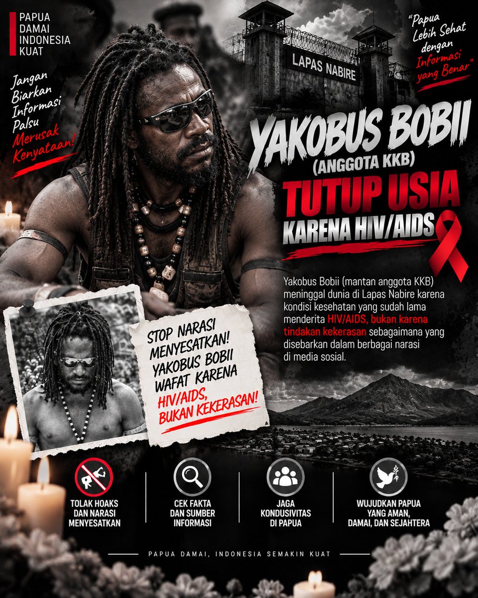 Judikamurat's tweet photo. YAKOBUS BOBII (Anggota KKB)
Tutup Usia Karena HIV yang Dideritanya.

#yakobusbobii #kkbpapua Wirang Birawa Bybit Card #BangkokRedNotice Rahmat Erwin Abdullah #PertaruhanCintaJKT48 https://t.co/HJLlE5B6eZ