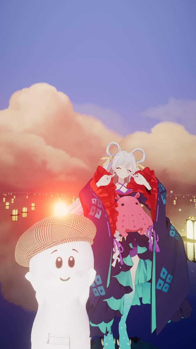 kcal13831's tweet photo. チュートリアルが公開されたそうなので、久しぶりにVRChatやってみた。
 二体とも自分です笑
人間キャラじゃないと自撮りができなくて...笑
#ツクヨミ感��祭 #超かぐや姫 #VRChat https://t.co/U5Kz1iTrjt