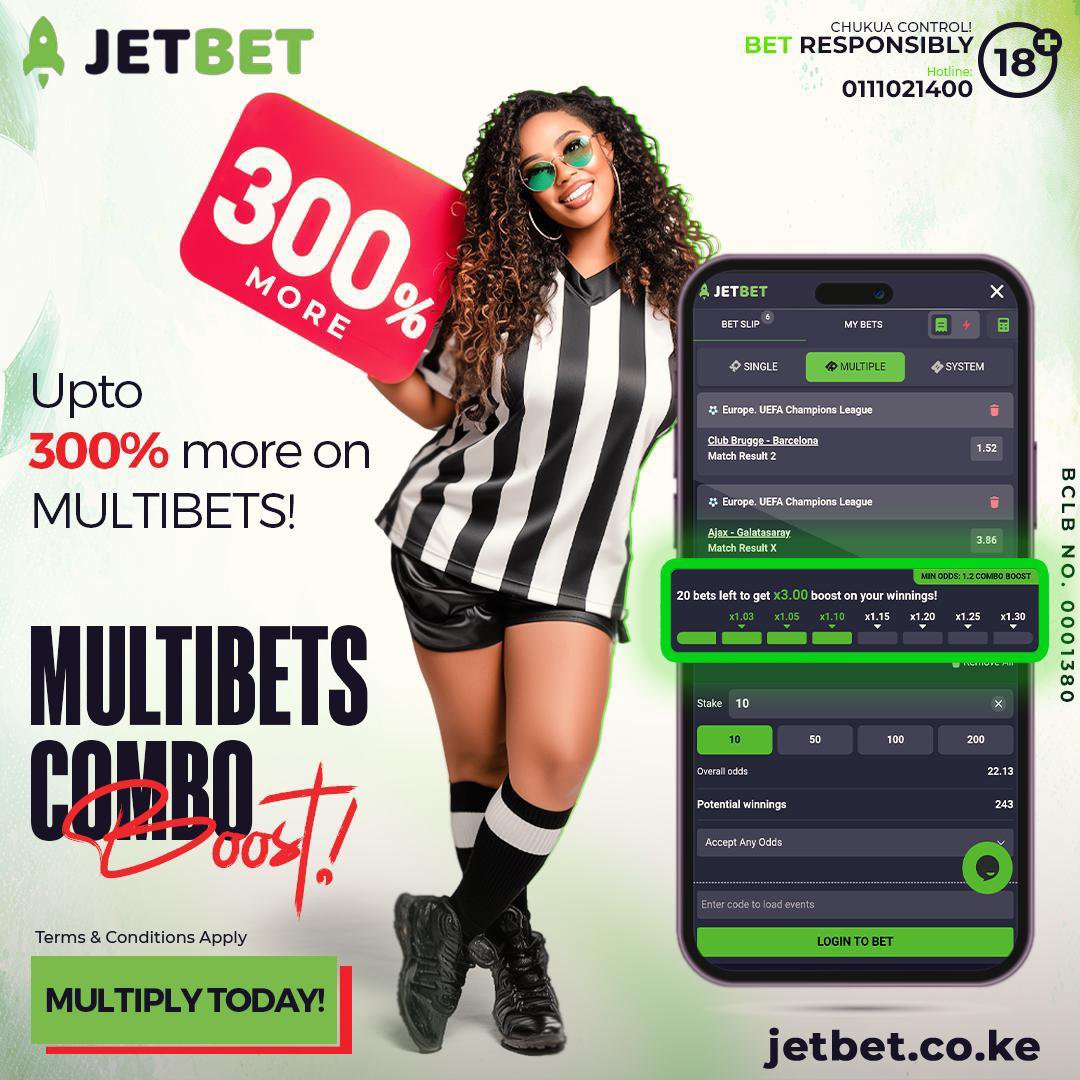 DaveKengabi's tweet photo. Refer and Earn lets you invite friends for weekly cash prizes.
Daily Booster gives 20% more on sports.
Multibets Combo Boost offers up to 300 percent more.
JetBet WinPesa. #JetBetMagic. https://t.co/0TWHOhikdA