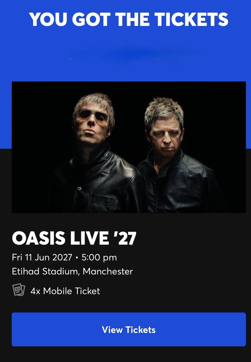 JodiePointon's tweet photo. VIP R Kid 
@liamgallagher @NoelGallagher @oasis 
#manchester #oasislive27 
Front standing again baby 
#luckygirl https://t.co/D4zsqJprur