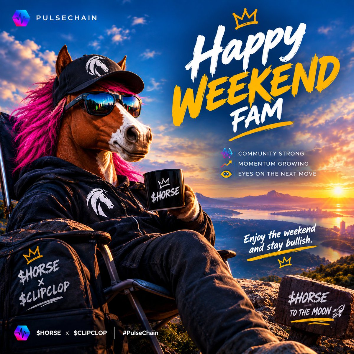 HorseCrypto369's tweet photo. Happy weekend fam 🐴☀️

While the market takes a breath, $HORSE keeps building quietly on PulseChain.

Community strong. Momentum growing. Eyes on the next move. 👀📈

Enjoy the weekend and stay bullish. 🐎🔥

$HORSE and  $CLIPCLOP
#PulseChain #Crypto https://t.co/IcC5ym4Yk9