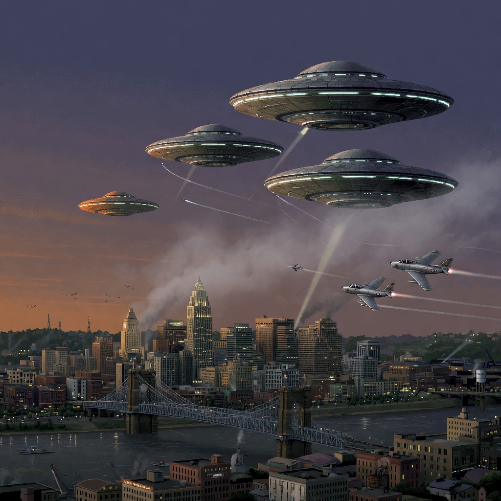 ufocryptocoin's tweet photo. Multiple flying discs sighted over Cincinnati Ohio

Summer 1955 witnesses describe metallic objects in formation

Military jets scrambled to intercept the unknown craft

#ufo #disc https://t.co/kYo1Hlgb8E