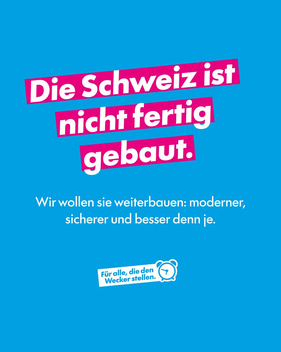 fdp_bern's tweet photo. 🇨🇭 Die Schweiz wurde stark durch Innovation, Wachstum und Weltklasse-Infrastruktur. Diesen Anspruch wollen wir stärken: mit moderner Infrastruktur, sicherer Energie, Innovation und klaren Regeln.
Bauen wir die Schweiz weiter – sicherer und besser denn je.
#FDPBern #Schweiz https://t.co/WcgQoB5Jv7