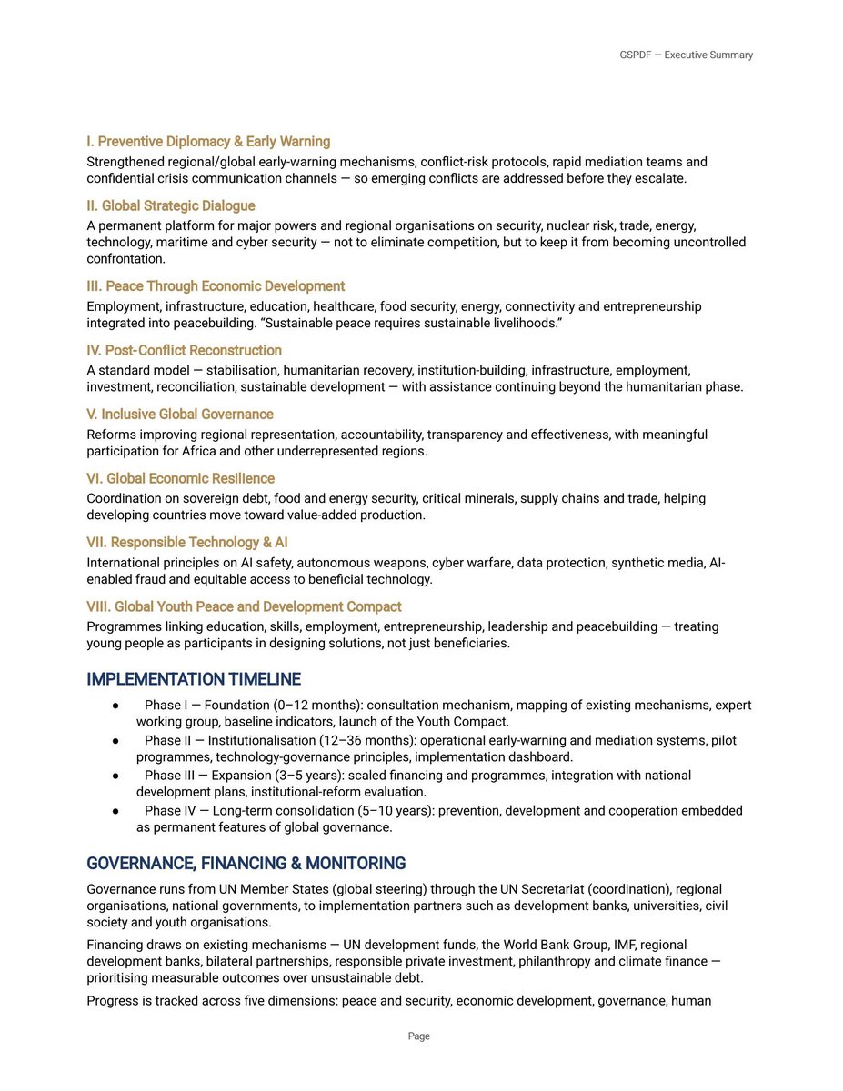 atiqmadobi's tweet photo. 🌍 GLOBAL STRATEGIC PEACE &amp; DEVELOPMENT FRAMEWORK

The world needs to move from reacting to crises to preventing them.
I propose stronger global cooperation built on:
🕊️ Preventive diplomacy &amp; early warning
🤝 Strategic dialogue among nations
📈 Peace through economic development https://t.co/oeZY5zI9zT
