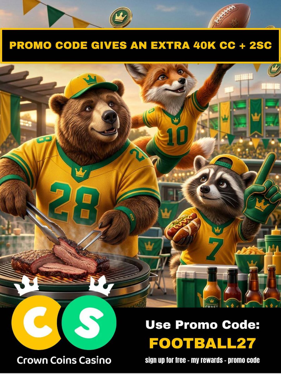 rory_hill3405's tweet photo. Nothing says game day like a parking lot party, Crown Coins wants to celebrate. Sign up free and use code FOOTBALL27 for bonus Crown Coins before kickoff. π #CrownCoins #CrownCoinsCasino #FYP #FootballFrenzyX2 #TailgateCookoutX2 https://t.co/ghVMVnDfIl
