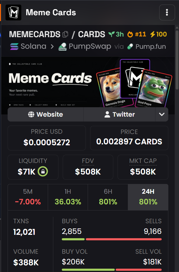 DannyCrypt's tweet photo. When you see $MEMECARDS be the next big memecoin soon

Don't forget who called it first, just like I did with $POPCAT and it went to 1B MC.. 😉

EFv1JzU84iHk8j6EkdBmd9ACgoV77GUhh2xJqNdFpump https://t.co/21KdAybxaK