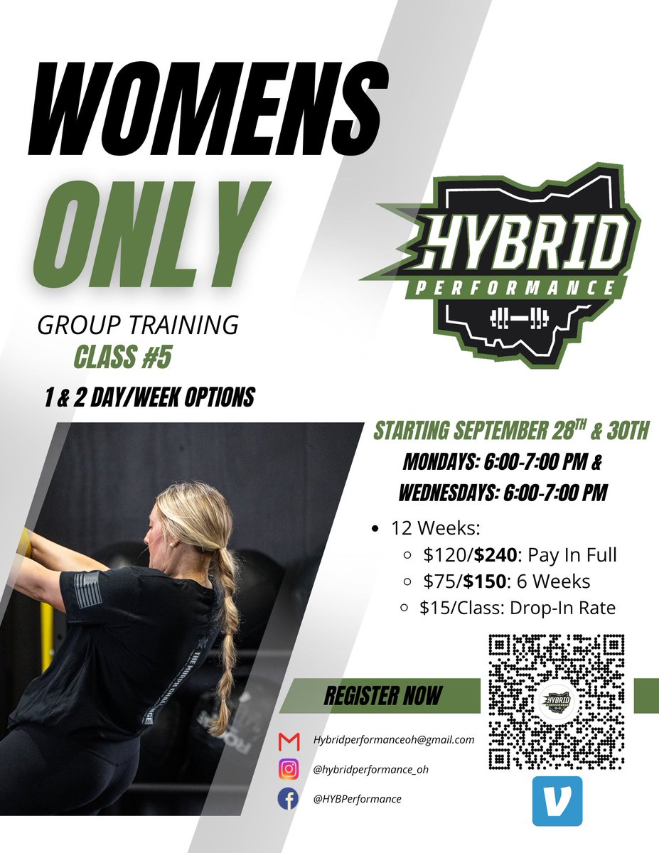 HYBPerformance's tweet photo. ⭐️NEW WOMEN’S ONLY CLASSES⭐️

▪️Registration for the next round of our Women’s Only group training classes are NOW OPEN! 

▪️Due to popular demand, we are adding a SECOND DAY! Classes will be held on Monday and Wednesday nights from 6:00-7:00 pm starting NEXT WEEK! https://t.co/RB0AMSYCma