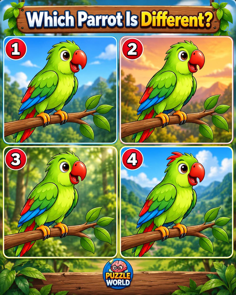 Abbas_Elsayed_'s tweet photo. 🦜 Which Parrot Is Different? Can You Spot It? 👀 https://t.co/ydGkadpxgn