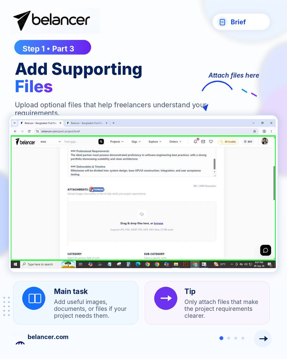 belancers's tweet photo. Posting a project on Belancer is easier than you think.

In this post, we’ve shown every step you need to follow — from adding your project details to publishing it for freelancers to discover. https://t.co/0gRM8lgEUb
