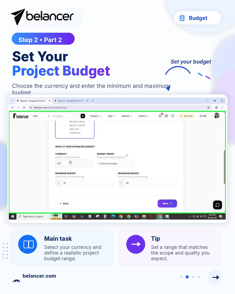 belancers's tweet photo. Whether you need a designer, developer, marketer, writer, or any other skilled professional, start by posting your project and connecting with the right talent.

Follow the steps in the images and get your project live in minutes.

Visit: https://t.co/KgcvlXAINM https://t.co/RghJWpoK2e
