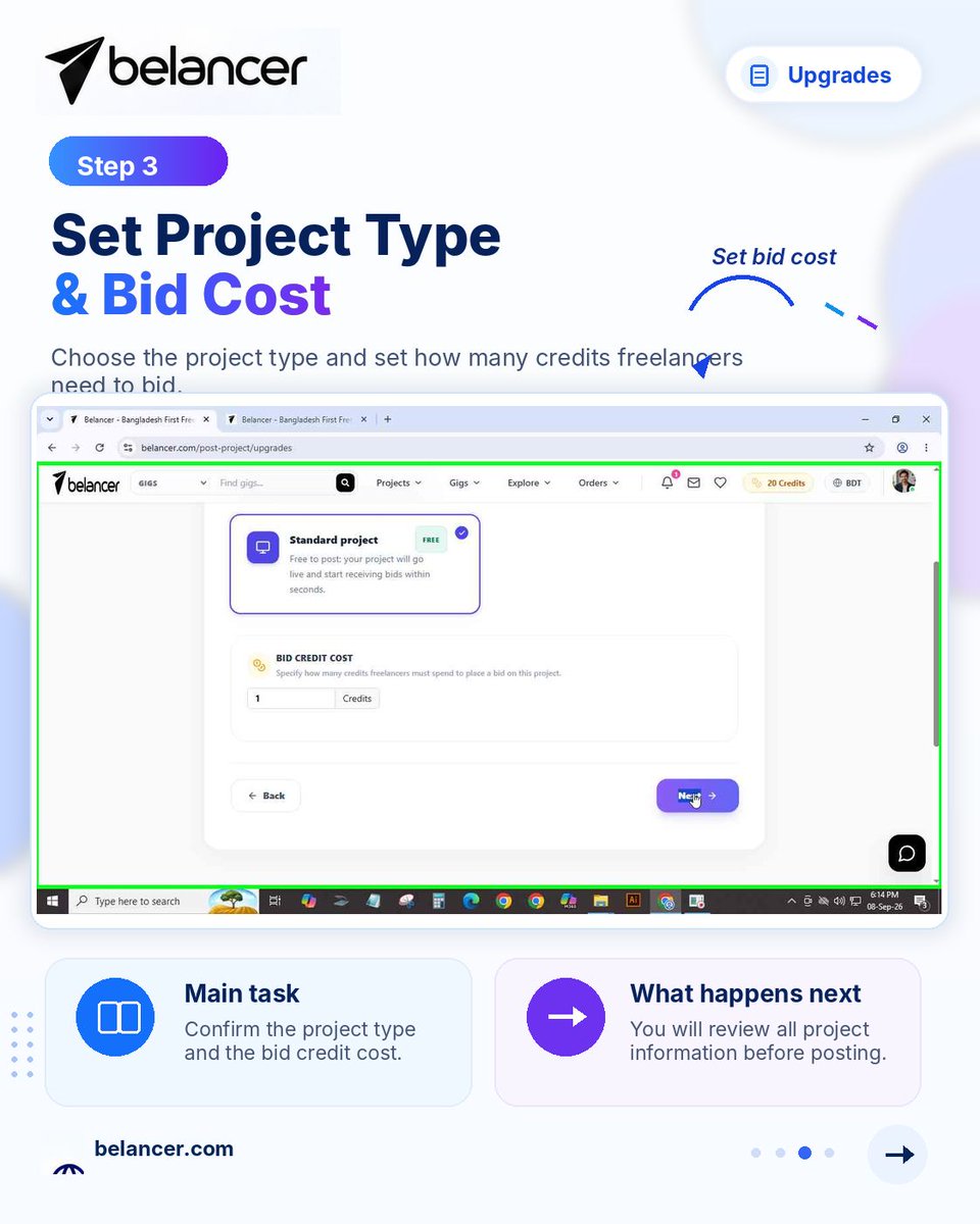 belancers's tweet photo. Whether you need a designer, developer, marketer, writer, or any other skilled professional, start by posting your project and connecting with the right talent.

Follow the steps in the images and get your project live in minutes.

Visit: https://t.co/KgcvlXAINM https://t.co/RghJWpoK2e