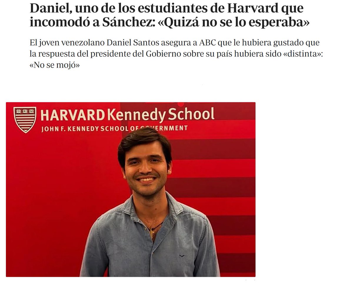 EnriqueVasquez's tweet photo. Uno de los estudiantes de Harvard que pillaron a Sánchez por sorpresa con las preguntas más incómodas que ha recibido en años... no podía ser de otra forma, es venezolano JAJAAJAJAJAJAJAAJA. https://t.co/jjfBnnrjv5