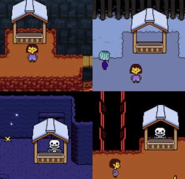 mochii_draws's tweet photo. Bro, I just realized something really crazy. The game warned you from Sans's first appearances that you had to be careful with him.

Think about it, why do they have such a common and weak guy like Sans who sleeps on the job while taking on such an important role like a sentinel? https://t.co/RWIH2kCpYl