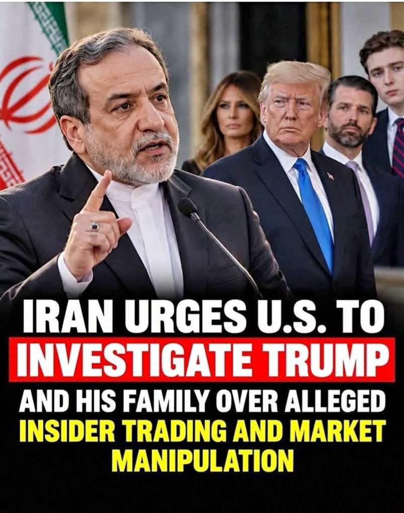 RechargAmerica's tweet photo. 🇺🇸🇮🇷 Iran calls for a U.S. investigation into Trump and his family over alleged insider trading and market manipulation.

Do you think these allegations should be investigated?

🟢 YES
🔴 NO https://t.co/Vv2MGsn1JC