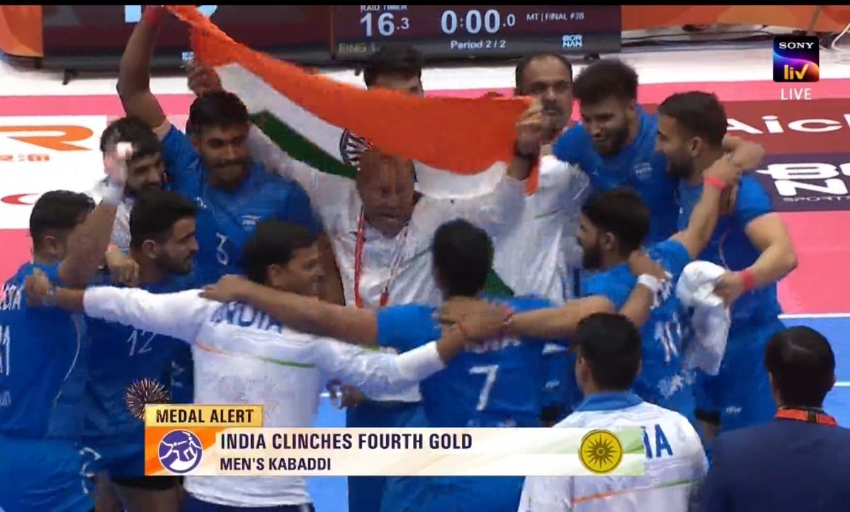 mufaddal_vohra's tweet photo. 4th Gold for India in Asian Games. 🇮🇳🥇

- India beat Iran in Men’s Kabbadi final. https://t.co/Ldx8ToY6RI