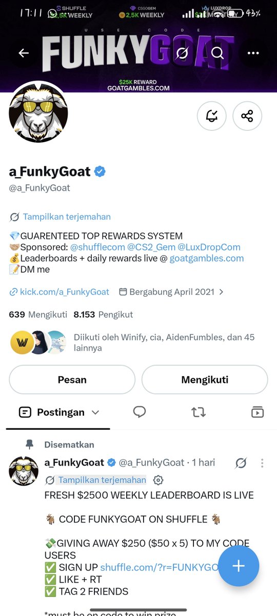 bigwinplz9's tweet photo. @a_FunkyGoat Followed 

0xE01D51C51e92E2c257a5dC091A0f08A3Be43b742 https://t.co/dVHCsZPi4j