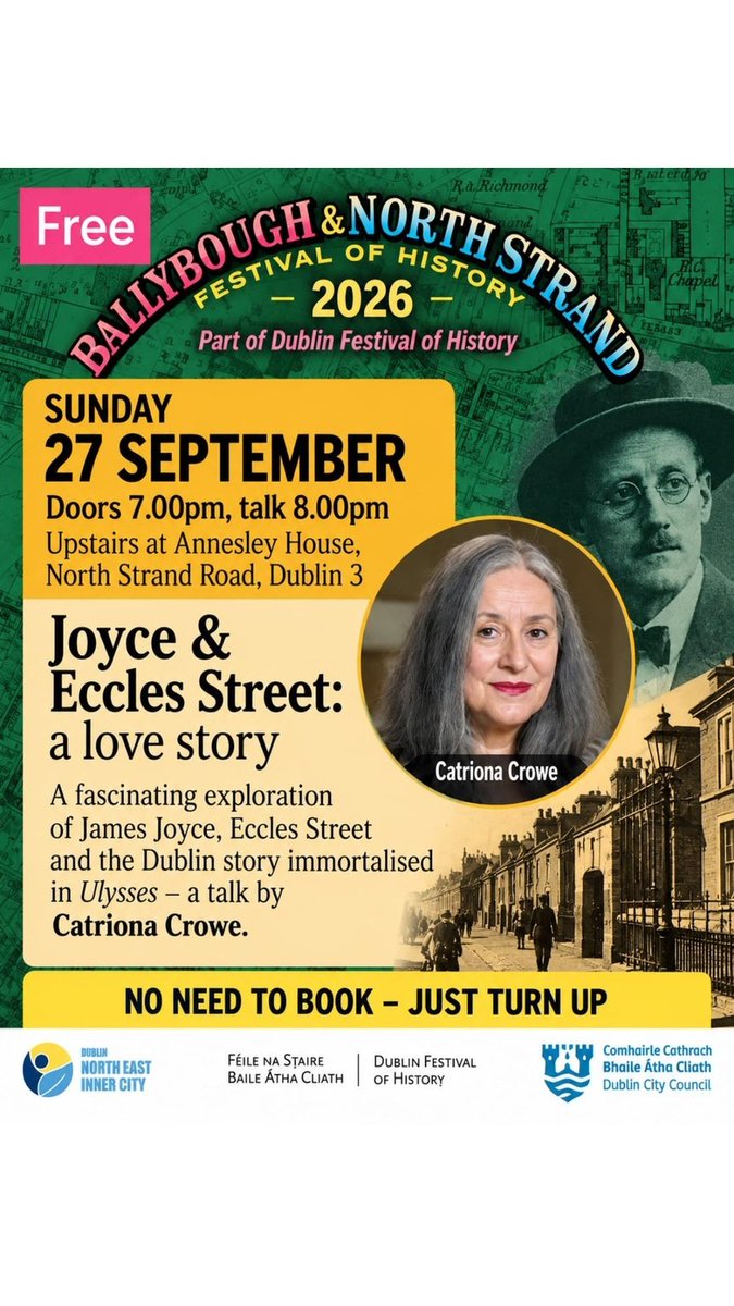 LWPEvents's tweet photo. Two interesting history talks take place this weekend. Free. Ballybough & North Strand festival of history part of Dublin Festival of History #HistoryFest #northstrandbombings #JamesJoyce
Free just turn up! https://t.co/NQc9CpoFS0