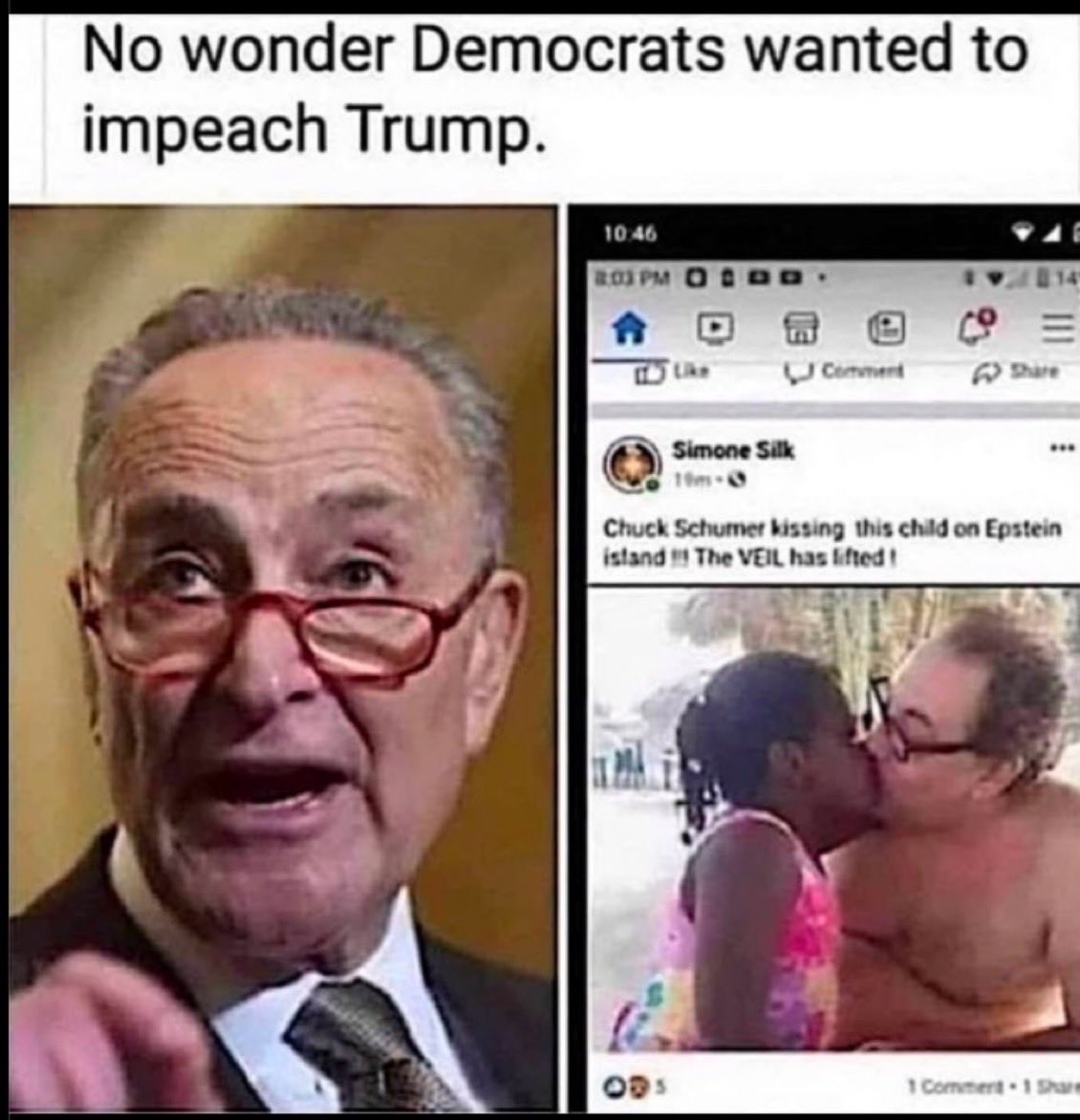 ExposingEvil704's tweet photo. Chuck Schumer kissing a child on Epstein Island… 🍕👹🤮⚖️

The Luciferian “elite” are vile freaks! https://t.co/N1OQ3SMCZJ