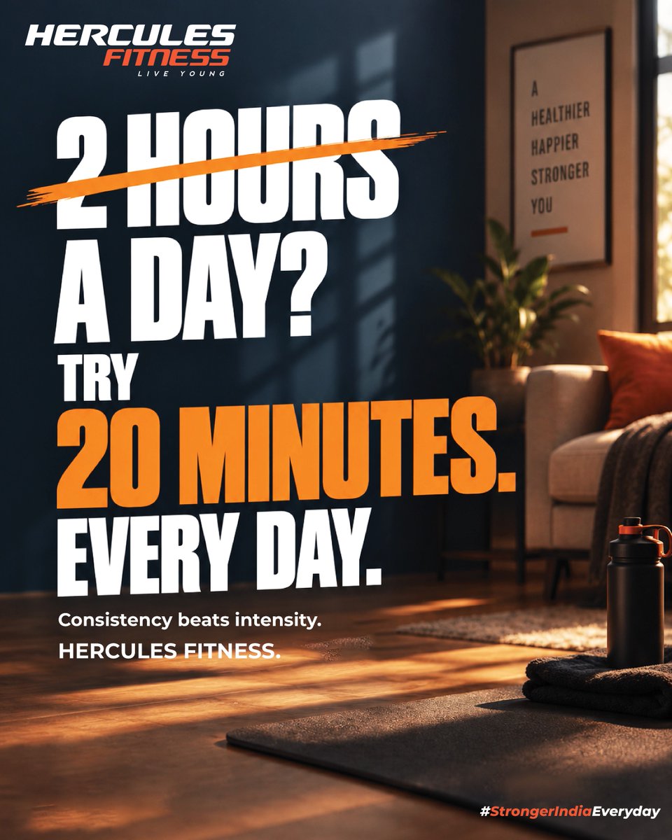 HerculesFitIN's tweet photo. You don’t need hours to get stronger. 
Start with 20 minutes and make consistency your strength.
20 Minutes. Every Day. Stronger Every Day.

#HerculesFitness #20MinuteWorkout #DailyFitness #WorkoutConsistency #StrongerIndiaEveryday https://t.co/8BNnrmFGK6