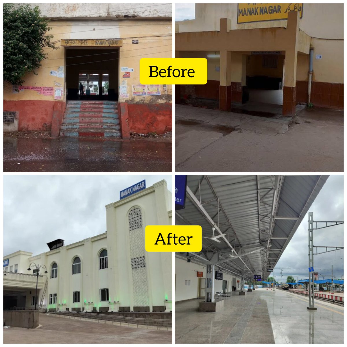 lucknow_index's tweet photo. Manaknagar Railway Station in Lucknow - 2 Years Apart 🔥

Kaam bolta hai bhai 🌟 https://t.co/n3SQjQACzG