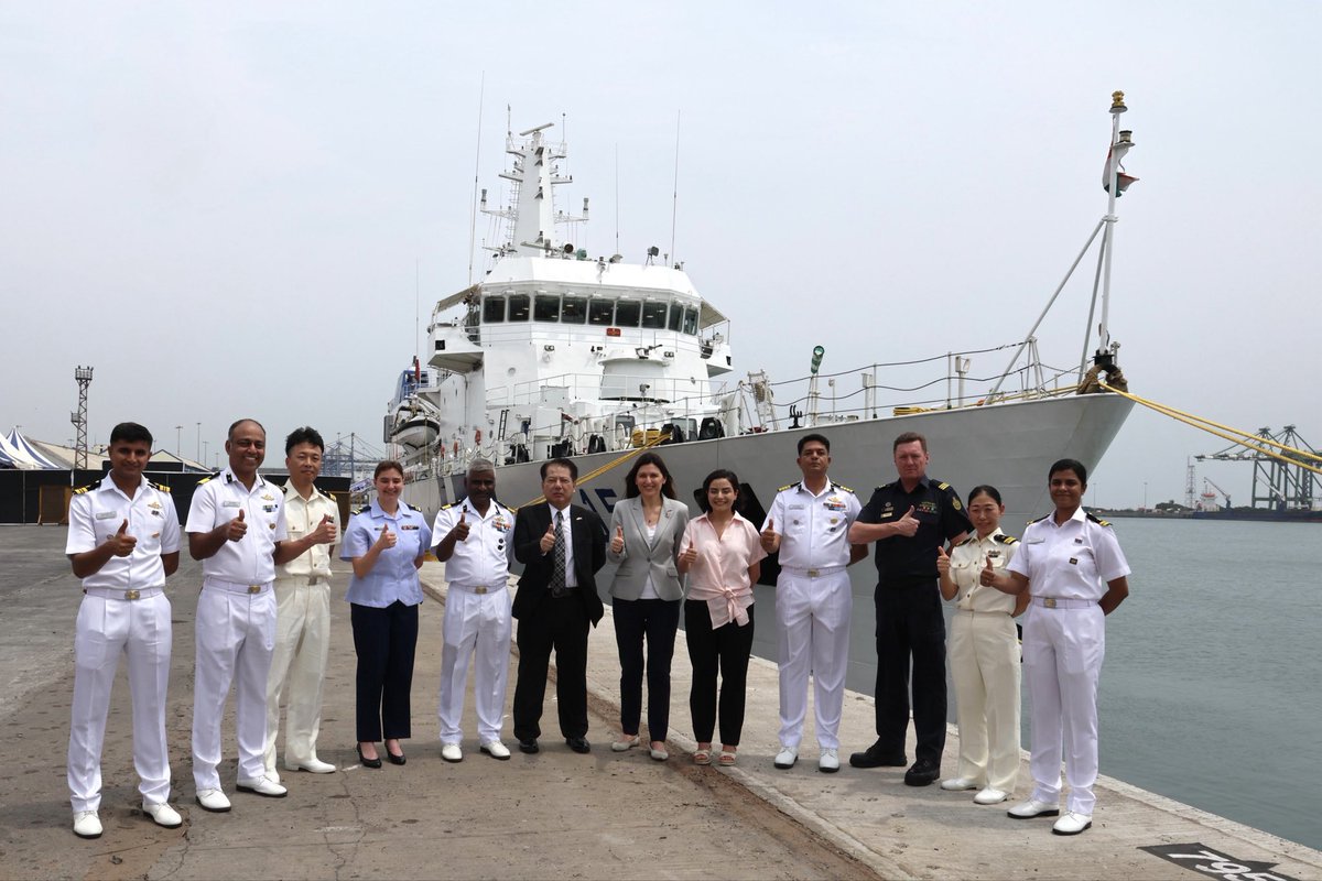 USAndChennai's tweet photo. A major milestone for Mission India and Quad cooperation!  The departure of @IndiaCoastGuard Shaunak from Chennai marks the first-ever Quad Shiprider mission hosted aboard an Indian vessel, and just the second-ever conducted globally.  Officers from the U.S., India, Japan, and Australia are now en route to Perth alongside the Indian Coast Guard, working together on maritime domain awareness, law enforcement capacity, and search-and-rescue interoperability.  Together, Quad partners are turning shared responsibilities into seamless operational capabilities to keep our seas secure!