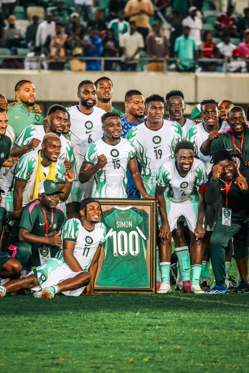 Simon27Moses's tweet photo. 100 caps. One shirt. One country. A thousand emotions. ❤️🇳🇬
To represent my country once is an honour. To do it 100 times is a privilege I will never be able to fully put into words.

Today, my heart is filled with gratitude. To my country — thank you for trusting me, believing in me, and giving me the incredible honour of carrying our colours onto the international stage. Every time I wore this shirt, I knew I was representing something bigger than myself: our people, our dreams, our pride and our beautiful nation.

To the fans — thank you for every cheer, every message, every criticism, every moment you stood behind me. You have given me strength on the best days and lifted me on the hardest ones. I have felt your passion every time I stepped onto that pitch.

And to the media, thank you for telling the story, documenting the journey and holding me accountable throughout these years. Every headline, interview and conversation has been part of this incredible chapter.

And to my teammates, coaches, staff, family and everyone who has walked this journey with me — this milestone belongs to you too.

100 appearances is not just a number. It represents years of sacrifice, unforgettable victories, painful defeats, lessons, friendships, dreams and memories that I will carry with me forever.

I am deeply proud. Deeply grateful. And, above all, deeply honoured.

Thank you for allowing me to serve. Thank you for allowing me to dream. Thank you for allowing me to wear this shirt.

100 times — and I would choose it all over again. ❤️

For the country. For the people. For the badge.

Always. 🇳🇬