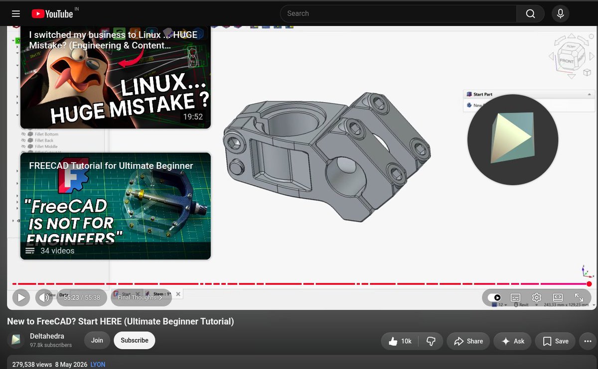 annantHQ's tweet photo. Day 15&amp;16 of improving until I beat Tony Stark ((24&amp;25)Sept26)
24: 
>completed half freeCAD tutorial
25:
>freeCAD tutorial completed
>lec3 psets over
>lec4 libraries half completed
#buildinpublic #coding https://t.co/gAY4YoHhHT
