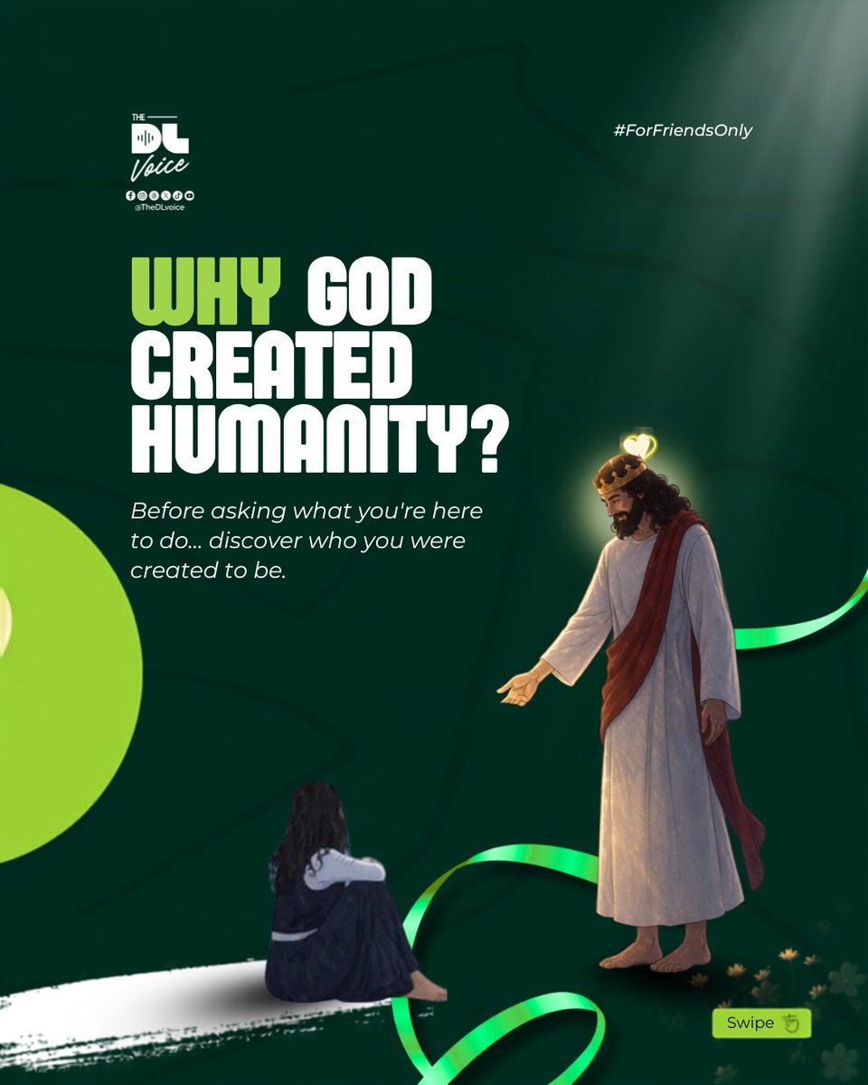 TheDLvoice's tweet photo. Why did God create humans?
Why did God create you?
After the fall, was the purpose of human creation defeated?
#ForFriendsOnly

🖼️ @LordTimothy3 https://t.co/eAQdd8kZps
