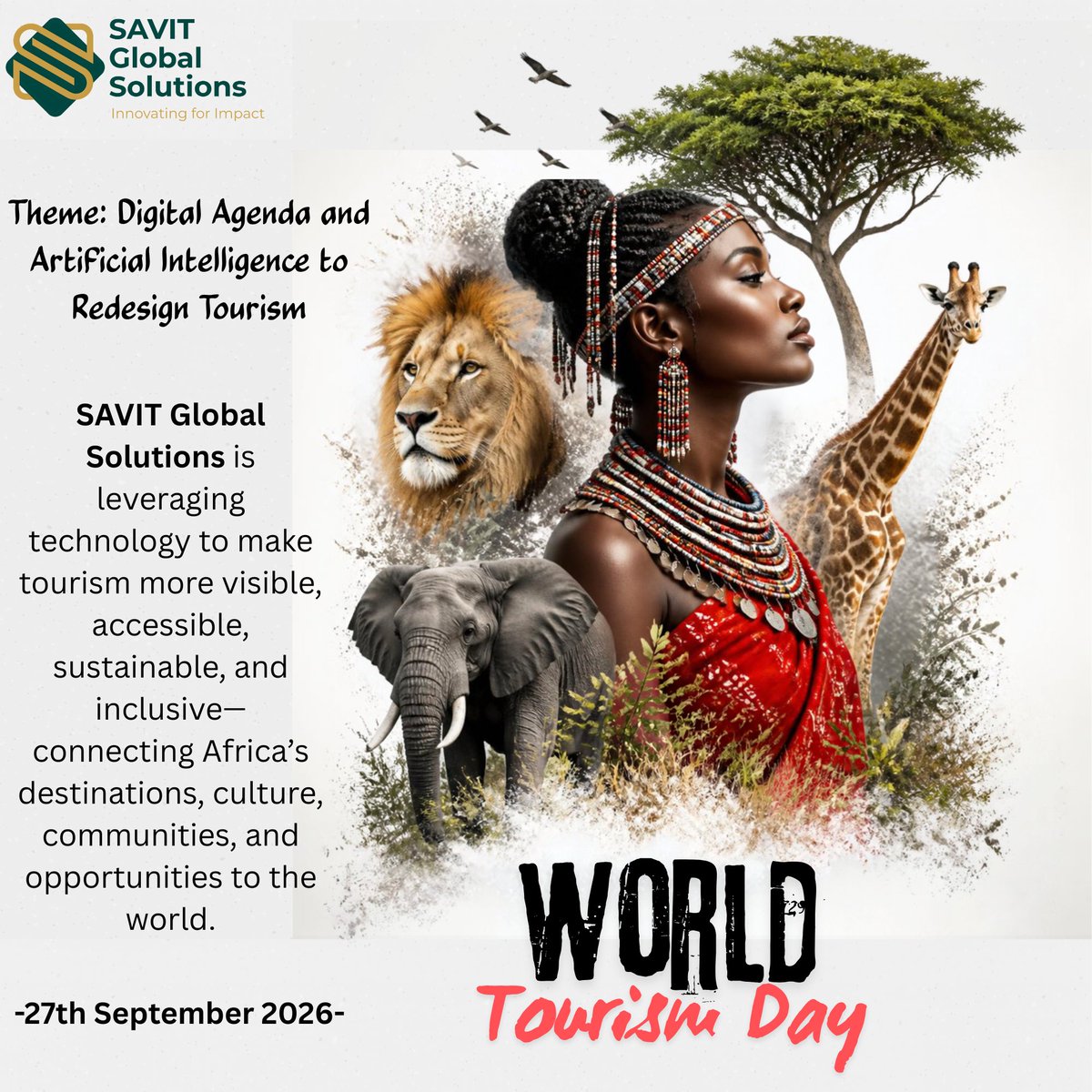 savitglobalsoln's tweet photo. 🌍 Happy World Tourism Day from SAVIT Global Solutions!

We celebrate our clients, partners, communities, and tourism stakeholders shaping a more innovative, inclusive, and sustainable tourism sector.

 #SAVITGlobalSolutions #Tourism #InnovatingForImpact https://t.co/01MxMQj8Q8