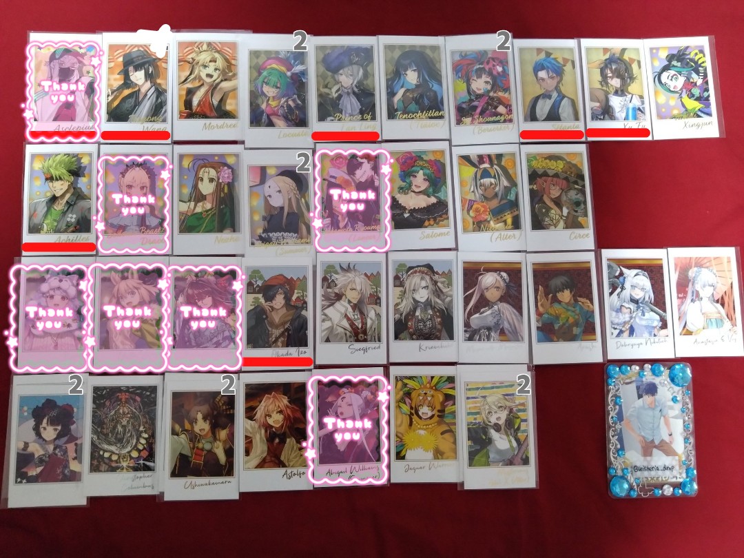wisteria_drop's tweet photo. 【交換譲渡】FGO Fes フェス ポートレイト ポトレ

譲）
画像①②参照

求）
画像③
300円/枚＋送料

※赤線は交換優先　譲渡の場合無印から2点～お迎え
※無印は譲渡の場合、なるべく同数お迎えいただけると助かります
※異種交換ご相談ください

郵送のみ
よろしくお願いいたします https://t.co/dvyByi0HMy