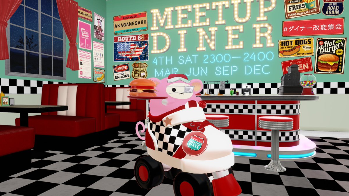 MEETUPDINER's tweet photo. ダイナー改変集会　MEETUP DINER

今夜23時からです

ご参加お待ちしております！

グループの参加はこちらから↓
https://t.co/bj1G0Hxgjv

#ダイナー改変集会 #VRChat #VRChatイベント https://t.co/rfZvuBZbwz