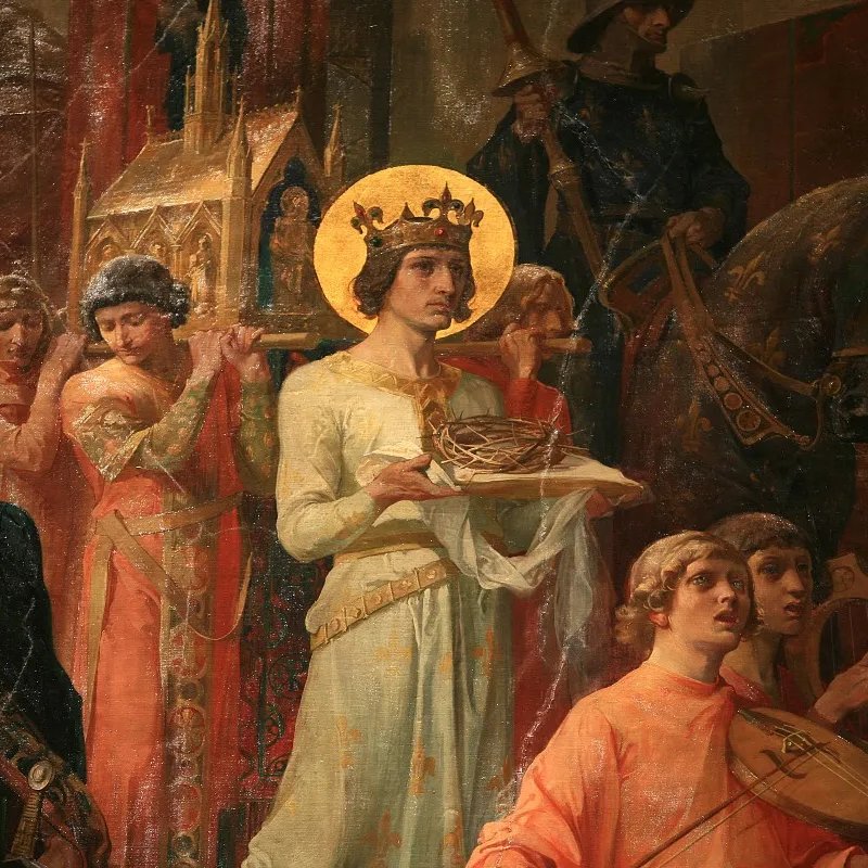trad_west_'s tweet photo. >Saint King Louis IX hears the Crown of Thorns is available in 1239
>Pays 135,000 livres for it
>Roughly half the kingdom’s annual income at the time
>Personally carries the relic into Paris barefoot as a penitent
>Then builds Sainte-Chapelle to house it
>800 years later Popes still venerate it in the Church he built for it.

The Catholic Church has unfathomable aura.
