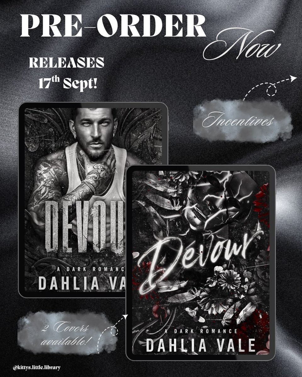 JenHeldhlq's tweet photo. Devour preorder incentives are here. Preorder your copy from Amazon or Dahlia’s shop to claim exclusive goodies, including an ebook or signed paperbacks. Enter the Ravens World, where secrets, power, obsession, and temptation collide. Are you ready https://t.co/4tjesJNGlT