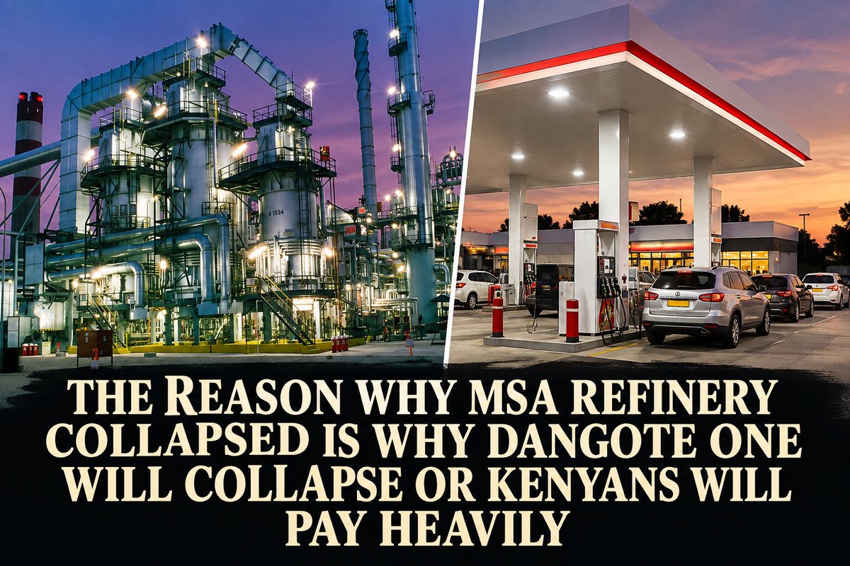 sholard_mancity's tweet photo. I’ve seen some replies under my tweet that highlighted the Aliko Dangote refinery in Lamu as a white elephant 

“Kenya used to have a refinery,” they say.

That does not defeat my point. It confirms it.

We had a refinery in Mombasa. Do you know why it collapsed? It collapsed in 2013 because imported petrol and diesel from Saudi, Oman, and India were cheaper than what Kenya was producing. Kenyans wanted cheaper oil, and so Oil companies followed the cheaper product. The refinery died.

That problem has not gone away.

Lamu is planned for 700,000 barrels a day. Kenya’s own oil is starting at about 20,000 barrels a day. That is not enough. 

South Sudan is unreliable, they already use Sudan refineries. So the crude will still be imported.

Now follow the cost:

Ship crude → dock it → refine it here, then sell it at prices cheaper than Saudi Arabia.

By then, the finished fuel from the Gulf is already cheaper.

That is why the old refinery failed. Those countries will not stop selling refined oil to Africa. We will still go and buy it.

So what happens?

The new plant runs at a loss. Taxpayers cover it. A few people make money from the contracts. Kenyans are left paying.

That is a white elephant.

If I am wrong, answer two questions only:

Where are the 700,000 barrels of crude every day?

How will the fuel from refined imported crude be cheaper than imported refined fuel after shipping so that we can compete with Saudi Arabia? 

And Ooooh, some people will say India & China do the same. True, but have you considered checking the distance between India or china with countries like Iran, Oman, Kuwait etc vs those countries and Kenya ?