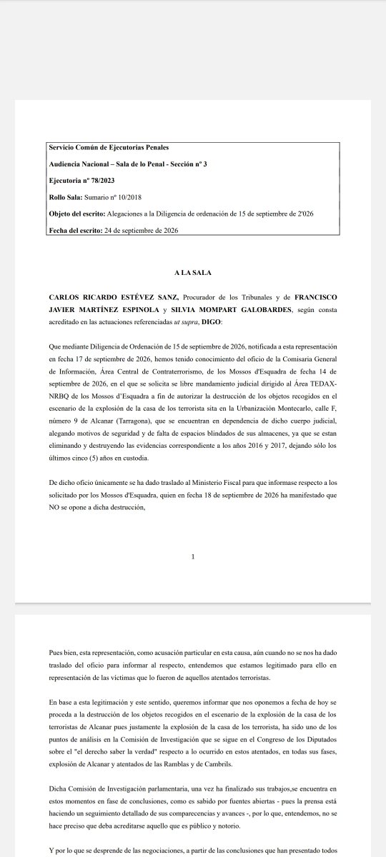 JavierM21161125's tweet photo. Bon dia persones boniques, contestem a la petició de destrucció de proves del 17A https://t.co/7qmMvSV464