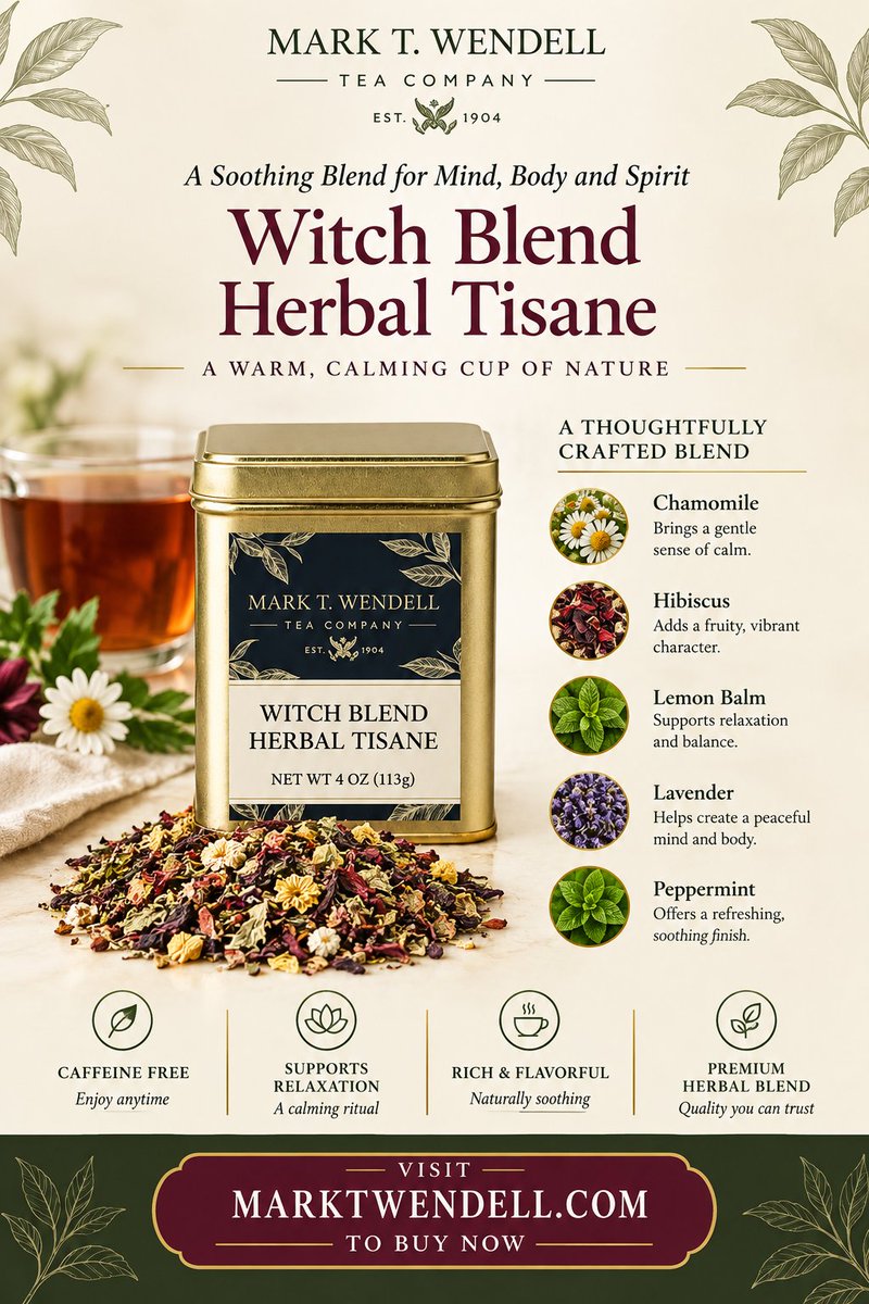 MarkTWendell503's tweet photo. Witch Blend: A Soothing Herbal Tea Ritual

Discover the comforting character of Witch Blend Herbal Tisane by Mark T. Wendell. 

Buy:  https://t.co/k3E7icg3VZ https://t.co/aILviNcS35