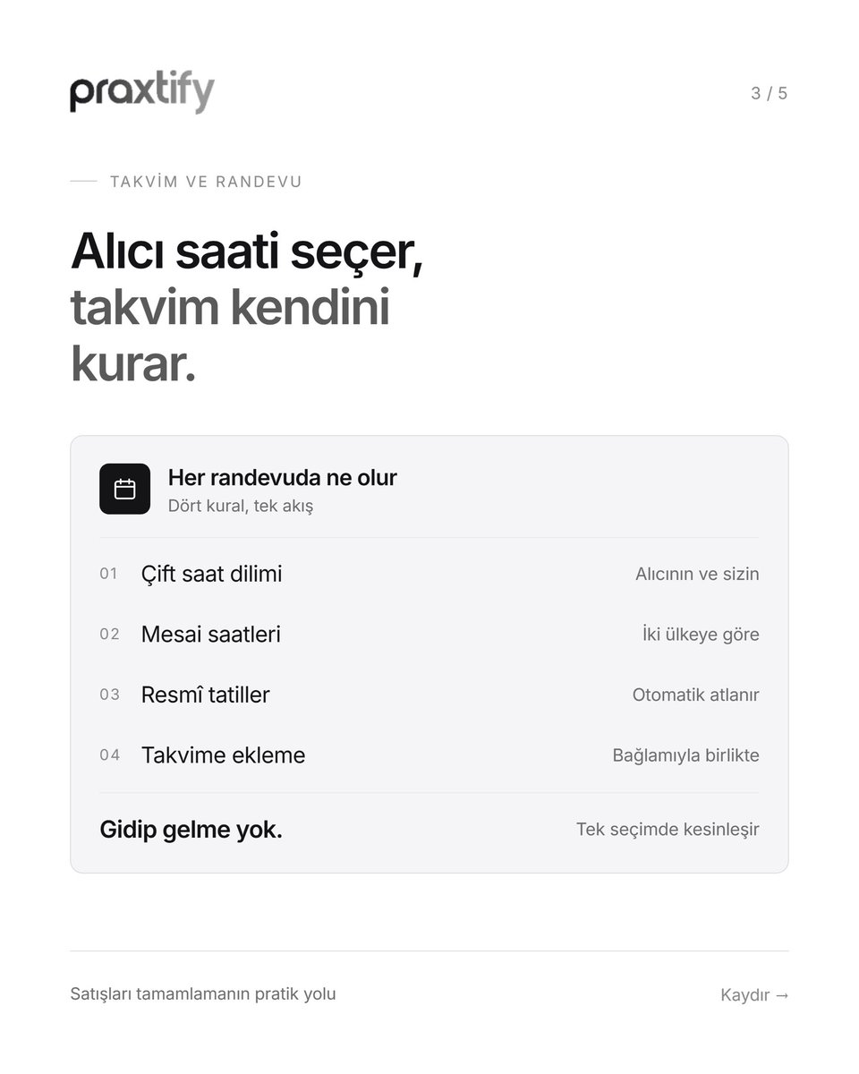 praxtify's tweet photo. Satışta tahmin değil, netlik gerekir.
E-posta yerine bağlantı, tahmin yerine yerel saate göre plan. Praxtify süreci pratikleştirir.
#Praxtify #İhracat #B2BSatış #SatışTeknolojisi https://t.co/1xAlsO4E1r