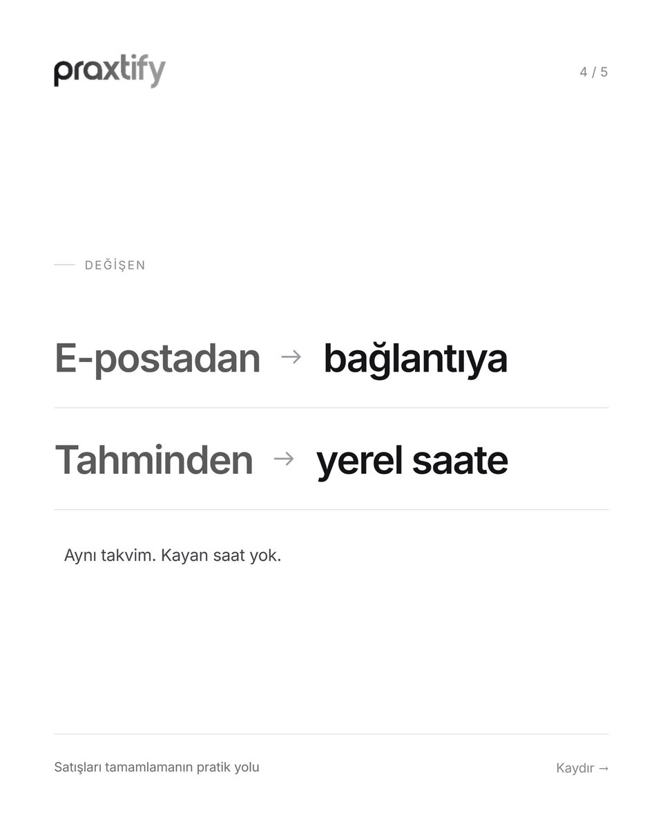 praxtify's tweet photo. Satışta tahmin değil, netlik gerekir.
E-posta yerine bağlantı, tahmin yerine yerel saate göre plan. Praxtify süreci pratikleştirir.
#Praxtify #İhracat #B2BSatış #SatışTeknolojisi https://t.co/1xAlsO4E1r