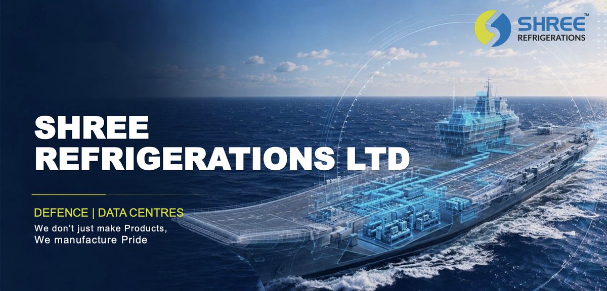 Akash17971's tweet photo. SHREE REFRIGERATIONS - BHARAT CONNECT CONFERENCE 2026 - POST-CONFERENCE NOTE ❄️🛳️🇮🇳

Shree Refrigerations is a 35+ year old company focused on high-performance HVAC, air-conditioning and refrigeration solutions for mission-critical applications, with a strong presence in defence and marine HVAC.

The company has been serving the Indian Navy for more than 10 years and currently has around 400 employees across 8 locations, including 2 manufacturing plants and 6 branch offices.

DEFENCE & NAVAL POSITIONING 🇮🇳
The company entered the Marine HVAC & AC&R business in 2012 and developed an indigenous air-conditioning system for the Scorpene submarine in 2017.

In 2018, it received its first magnetic-bearing chiller order for the P-17A warship programme. Management stated that the company currently holds around 60% market share in this particular air-conditioning segment.

One important competitive point highlighted by management is that Shree Refrigerations is registered across all three critical Navy cooling segments:
▪️ Turnkey HVAC&R solutions
▪️ AC plants and refrigeration plants
▪️ Electrical control panels

Management considers this registration coverage an important entry barrier because competitors may not have the same combination of approvals and capabilities. 🔐

PRODUCT & TECHNOLOGY CAPABILITIES 🛠️
The company manufactures:
▪️ Marine HVAC systems
▪️ AC plants
▪️ Refrigeration plants
▪️ Magnetic-bearing chillers
▪️ Electrical control panels
▪️ Turnkey HVAC solutions
▪️ Spares and after-sales services

The AC plant range covers approximately 5 TR to 300 TR, while refrigeration plants cover approximately 1 TR to 35 TR.

Management stated that 5 out of 6 standard Navy capacities for relevant products have been type-tested, while around 70% of products are type-tested. The company also highlighted its ability to manufacture heat exchangers, electrical panels and plant assemblies, along with conducting testing internally. 🔧

FLEET SUPPORT SHIP OPPORTUNITY ⚓
A major opportunity discussed was the Fleet Support Ships programme.

Management stated that Shree Refrigerations emerged as L1 in all three relevant tenders covering:
▪️ Refrigeration plants
▪️ Chillers
▪️ Turnkey HVAC

The existing manufacturing setup is around 70,000 sq. ft., while the new facility involves approximately 6 acres of land with around 50,000 sq. ft. of built-up shop-floor space.

The new facility can potentially be expanded to approximately 1 lakh sq. ft.

Management also discussed a 40–50% subsidy associated with the new facility. 🏭

ORDER BOOK 📦
The conference discussion put the current order book at around ₹270 crore.

Management wants to maintain an order-book-to-projected-invoicing ratio of approximately 1.5x–2x, which it considers a healthy level for the business.

▪️ Opening order book — ₹215.41 Cr
▪️ Orders received — ₹208.91 Cr
▪️ Orders executed — ₹153.55 Cr
▪️ Closing unexecuted order book — ₹270.77 Cr

The closing order book was approximately 1.8x FY26 revenue.

MANUFACTURING CAPACITY 🏭
One of the most important points from the conference was the capacity available after the new plant expansion.

Management indicated that Plant 1 + Plant 2 together can generate approximately ₹400 crore+ of top line at suitable utilisation levels.

Management is targeting approximately 40% CAGR and said that, at that growth rate, the company could potentially outgrow the current combined plant capacity in around 1.5 years.

If that happens, another manufacturing facility may be required.

Management also said that a new plant could potentially be considered earlier if an attractive new product basket or market opportunity emerges.

BACKWARD INTEGRATION ⚙️
The new manufacturing facility is also aimed at increasing vertical integration.

The company has brought several activities in-house, including:
▪️ CNC laser cutting
▪️ Bending
▪️ Painting
▪️ Heat-exchanger manufacturing
▪️ Electrical-panel manufacturing
▪️ Plant assembly
▪️ Testing

Management said this reduces dependence on external supply chains and gives the company greater control over production planning, inspection and execution.

The objective is to capture more of the manufacturing process and associated economics internally.

WORKING CAPITAL IMPROVEMENT 📊
Working capital has historically been an important area for the company.

Management highlighted the following progression:
FY25: 570 days
FY26: 370 days
Current-year target: 325–330 days
3–5 year aspiration: around 250 days

Receivable days were also discussed as having improved from approximately 350 days to 250 days. 

Expects further improvement as manufacturing becomes more integrated and supply-chain dependencies reduce.

DEFENCE MARINE OPPORTUNITY ⚓
They discussed a very large opportunity pipeline in Indian naval and marine defence.

The conference discussion referenced approximately ₹1.5–1.6 lakh crore of government-approved marine defence orders, with management expecting these to gradually translate into vendor opportunities by the end of the next financial year.

Management used approximately 1% of the overall project value as a broad indication of the portion relevant to the company's products.

It also mentioned an additional pool of orders awaiting government approval, with potential vendor-level opportunities expected to emerge around FY28–FY29.

NON-DEFENCE MARINE OPPORTUNITY 🌊
The opportunity is not restricted to the Indian Navy.

Approximately 437 merchant/non-defence marine vessels and projects worth around ₹1.9 lakh crore being tendered.

AC/HVAC could represent approximately 0.5% of project value in the non-defence marine opportunity.

This creates another potential avenue for the company's marine HVAC capabilities.

DATA CENTRE COOLING - NEW GROWTH AREA 🏢
Data-centre cooling is one of the newer opportunities being explored.

The company currently does not have a data-centre order in hand, but management said it is in advanced discussions with certain data-centre customers.

The proposed opportunity is focused on chip-cooling systems, in collaboration with a Canadian technology partner.

Management expects potential billing from this opportunity in FY28.

Importantly, specifically clarified that its current growth projections do not include any revenue contribution from the data-centre opportunity.

Therefore, any eventual contribution would be incremental to those projections.

40% CAGR GUIDANCE 📈
Management reiterated its expectation of approximately 40% CAGR.

This has been a stated growth objective over the past few years, and management said the company intends to continue targeting this growth trajectory.

📌 The current projections are based on the existing business and do not factor in potential data-centre revenue, according to management.

POTENTIAL FOR ANOTHER PLANT 🏗️
At approximately ₹400 crore+ potential capacity from the current two plants, management believes the company could eventually outgrow its existing manufacturing infrastructure.

At a 40% CAGR trajectory, management indicated that existing capacity could potentially be exceeded in around 1.5 years.

However, any additional plant would depend on actual demand, order visibility and potentially new product opportunities.

EXPORT OPPORTUNITY 🌍
Direct defence exports remain relatively limited because different countries have their own local-content and domestic manufacturing requirements.

However, management highlighted another route for international revenue.

Indian-built ships supplied to foreign owners can create future opportunities for:
▪️ Spares
▪️ Maintenance
▪️ Service

These can potentially become direct export revenue for Shree Refrigerations.

Also, they see opportunities where Indian shipyards build vessels for foreign owners, creating an indirect international opportunity for the company's equipment and a potential export opportunity through servicing and spares.

GLOBAL SHIPBUILDING TAILWIND 🚢
Management discussed the broader global shipbuilding environment, including capacity constraints at major shipbuilding centres and increasing attention toward India as an alternative shipbuilding destination.

The company believes India's indigenous shipbuilding push could create a long-duration opportunity for specialised marine equipment suppliers.

The possibility of India building a very large number of ships over the coming decade, though this should be treated as management's industry outlook rather than a guaranteed outcome.

AQUILON DEEP CHILL 🧊
The company has incorporated a new subsidiary, Aquilon Deep Chill, to target applications requiring sub-zero cooling.

The focus areas include:
▪️ Food & beverage
▪️ Pharmaceuticals
▪️ Chemicals
▪️ Reactor cooling
▪️ Sub-zero temperature applications

They described this as a new product line/segment that can expand the company's addressable market beyond its existing defence-focused business.

R&D & TECHNICAL CAPABILITY 🔬
Management repeatedly emphasised that the company's roots are in technically complex refrigeration and testing equipment.

The experience gained from complex refrigeration applications eventually helped the company enter marine HVAC and defence.

The Scorpene submarine project in 2017 was highlighted as an important milestone in developing indigenous capability.

The company also has a focus on R&D, testing, installation, commissioning and after-sales service, which management considers important in defence applications.

ENTRY BARRIERS 🔐
The defence HVAC business has long qualification and approval cycles.

Products need to satisfy technical requirements, testing standards and Navy-specific registrations.

Management highlighted these qualification requirements as an important barrier to entry and said that its established registrations, testing experience and installed base provide an advantage in competing for future opportunities.

OPERATING LEVERAGE ⚙️
Management expects operating leverage as revenue scales because the company has already invested in manufacturing infrastructure, engineering capabilities and manpower.

As order execution increases, the existing infrastructure can support higher revenue before a major capacity expansion becomes necessary.

However, the exact pace of operating leverage will depend on product mix, execution and working-capital requirements.

BALANCE SHEET & FUNDING 💰
Management discussed a loan level of around ₹33 crore and long-term debt of approximately ₹5 crore during the conference.

The company indicated that the balance sheet is not highly leveraged and that it has the ability to use working-capital financing if required to support growth.

The key area to track remains the relationship between rapid growth, receivables and working-capital requirements.

MANAGEMENT'S BIG PICTURE 🎯
The broad strategy discussed during the conference can be summarised as:

Defence Marine → HVAC → Refrigeration → Data Centres → Non-Defence Marine → New Cooling Applications

The company wants to continue building its defence HVAC position while simultaneously expanding into data-centre cooling, non-defence marine applications and specialised industrial cooling.

Management's stated objective remains around 40% CAGR, while the existing two-plant setup is estimated to support around ₹400 crore+ of revenue capacity.

KEY THINGS TO TRACK 🔎
For investors studying the company, these are some of the important variables to monitor:

▪️ Order-book conversion and execution
▪️ Movement from ₹270 Cr+ order book into revenue
▪️ Capacity utilisation of the new plant
▪️ Whether ₹400 Cr+ capacity gets utilised as expected
▪️ Working capital moving from 370 days toward 325–330 days
▪️ Longer-term progress toward 250 days
▪️ Data-centre order wins and FY28 contribution
▪️ Growth of spares and service revenue
▪️ Defence order inflows
▪️ Non-defence marine opportunities
▪️ Aquilon Deep Chill progress
▪️ Requirement and timing of another manufacturing plant
▪️ Debt and working-capital funding requirements
▪️ Product mix and margin trajectory

Source: @concall_in 

Disclaimer:
This post is for educational and informational purposes only and should not be considered as investment advice, or a recommendation to buy, sell, or hold any security.