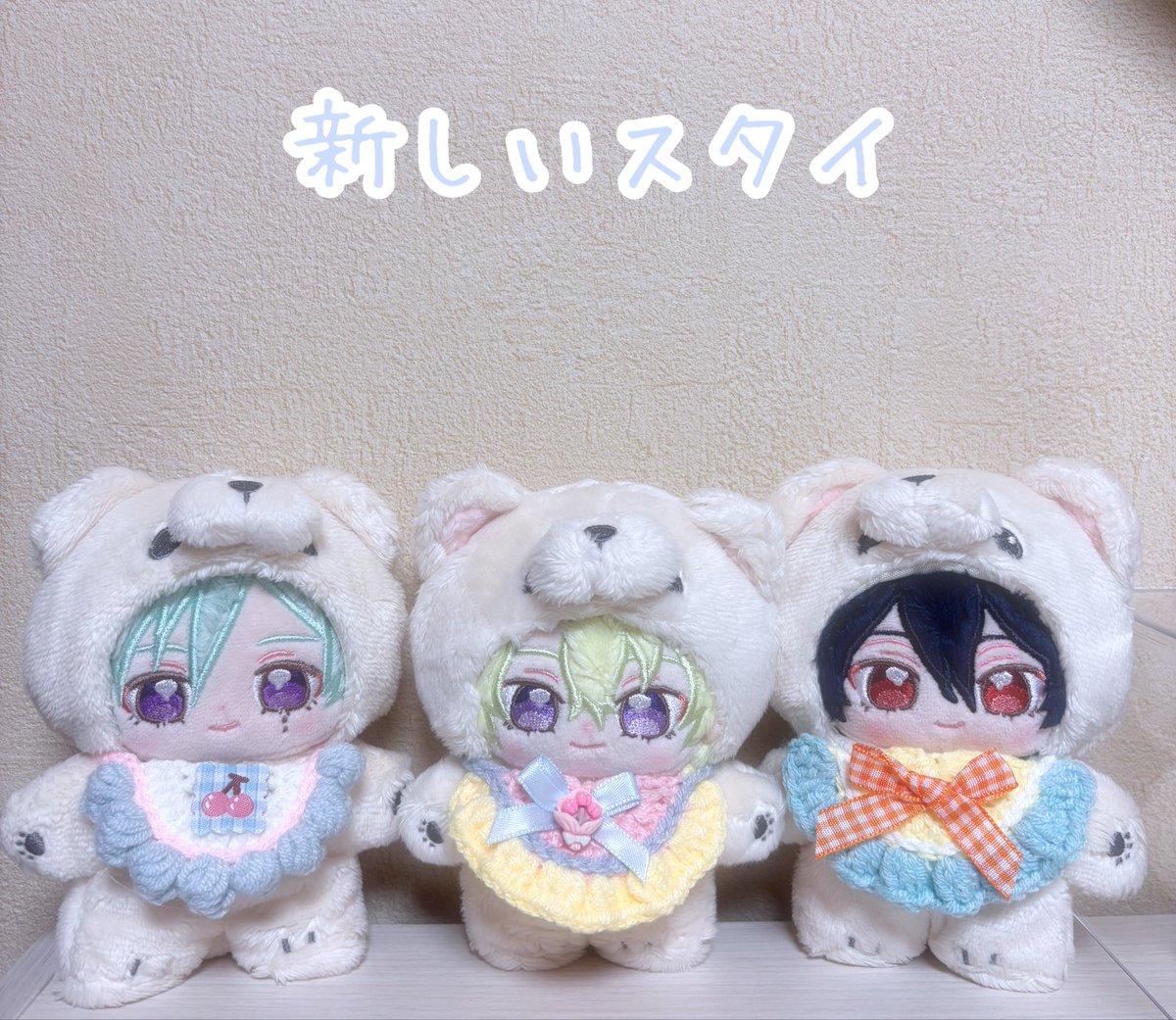 mappy2229's tweet photo. 最近、ぬいお着替えデビューして初心者🔰としてSHEINで3個ランダムスタイ（200円ぐらい）を買ってみたのでモデルさん3人に着用して貰いました😊
似合ってますな🤭

#いつぬいが見れるタグ
#いつぬいが見られる https://t.co/dx3ESgBxDk