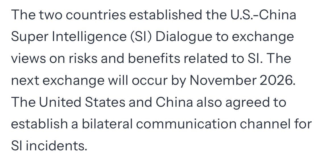 kyleichan's tweet photo. White House readout says the US and China agreed to establish an official AI dialogue to meet by November and a communication channel for AI incidents. https://t.co/XVZfGXTCHj