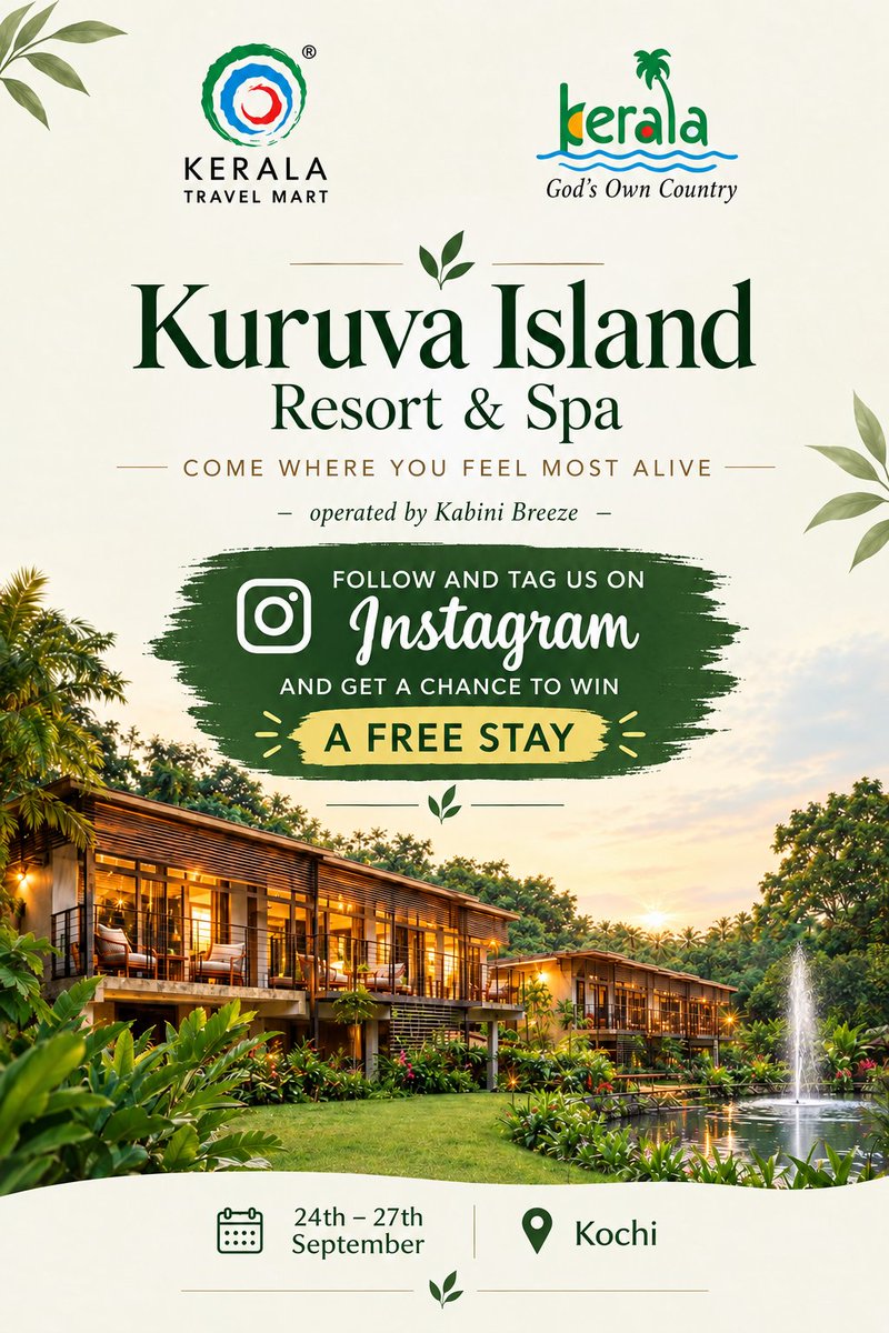 KuruvaResorts's tweet photo. @KTMSociety @KeralaTourism An exclusive offer to experience the best of Kuruva Island https://t.co/gzNHTK5ue0