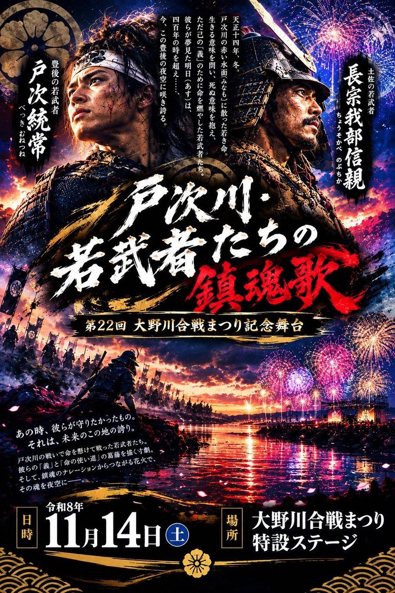 youhaku_waka's tweet photo. 【出演】
秋は戦の季節！

●第十七回 長宗我部フェス(高知) 10/31(土)

●第二十二回 大野川合戦まつり(大分) 11/14(土) https://t.co/6kaAOckOwB